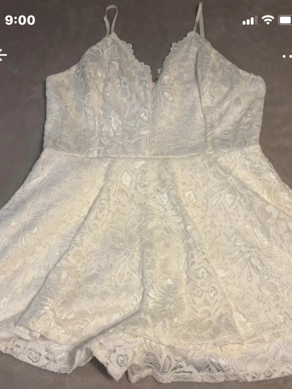 Lace Spaghetti Strap Romper in Ivory